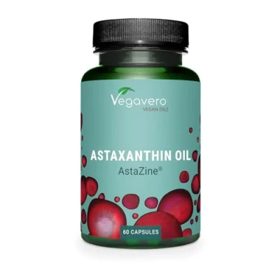 Image of Vegavero Astaxanthin Antioxidant Supplement 8 mg Natural Oil from Algae NO Additives, Lab Tested AstaZine® 60 Capsules Vegan