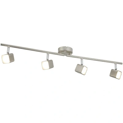 Image of Quad 4 Light LED Square Head Split Bar Spotlight Satin Silver