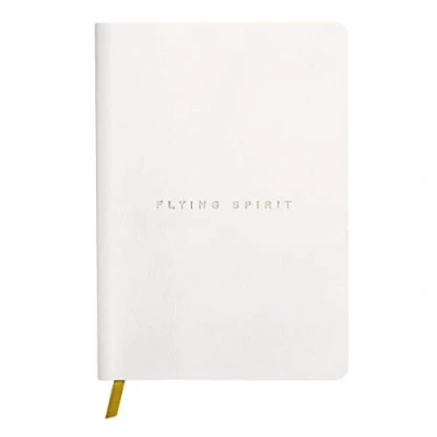 Image of Clairefontaine 104943C A Flying Spirit thread stitched paperback notebook 180 ivory pages 14.8 x 21 cm 90 g DOT (small dots), smooth lambskin leather cover, White