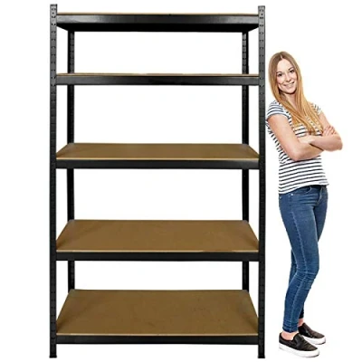 Image of 5 Tier Shelving Unit Storage Units Heavy Duty Metal Shelves for Warehouse/Garage/Shed/Workshop/Commercial/Industrial/Kitchen, 875KG Capacity(175KG per Shelf), 150x70x30cm, Black
