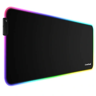Image of LeadsaiL RGB Gaming Mouse Pad, 15 Light Modes LED Soft Extra Extended Large Mousepad, Non Slip Rubber Base Computer Keyboard Mat with Durable Stitched Edges 31.5 X 12 Inch (RGB Black)