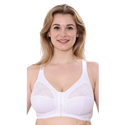 Image of Gemm Bra White Front Fastening Lace Non Padded Bras for Women 36F