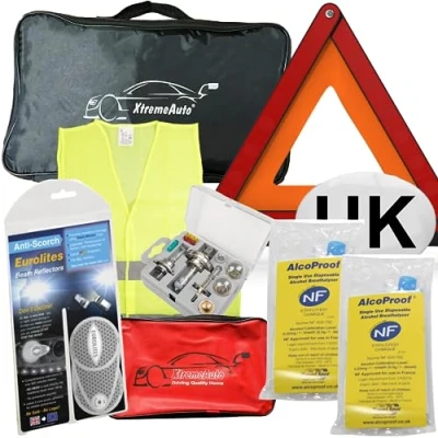 Image of Xtremeauto European Driving Kit 2023 Car Travel For France, Including Headlight Headlamp Beam Deflectors Europe, Warning Triangle, Breathalysers &amp; More, In France
