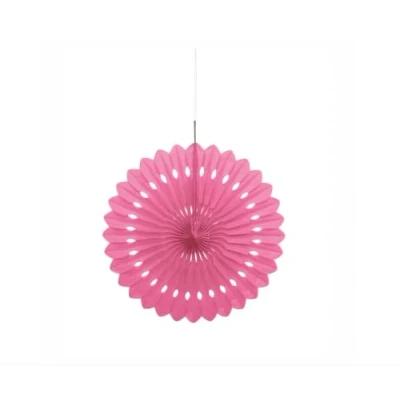 Image of Hot Pink Solid Tissue Paper Fan (40cm) 1 Piece Hanging Decoration for Party &amp; Event Decor