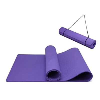 Image of Oak &amp; Tea Yoga Mat, Thick Non Slip Mats for Women/Men, Exercise Home Gym with Carry Strap, TPE Eco Friendly Workout Mat Yoga, Meditation, Pilates 183x61x0.6cm (PURPLE)