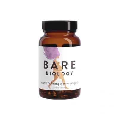 Image of Bare Biology Omega 3 Fish Oil for Pregnant Women Mums &amp; Bumps Capsules (30 Servings) DHA 560mg, Preconception, Pregnancy Breastfeeding Supplement, Super Strength/Sustainably Sourced