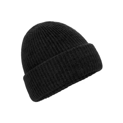 Image of Beechfield Cosy Ribbed Beanie Cuffed Design Black Marl