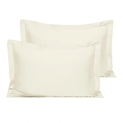 Image of Pizuna Cotton Percale Oxford King Size Pillowcases 2 Pack Ivory 50x90cm, 100% Long Staple Combed Pillow Cover, Weave Cases (Cotton Pack)