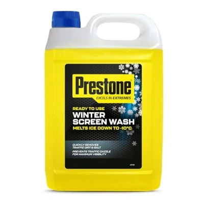 Image of Prestone Screenwash, Ready To Use Screen Wash For Cars Winter, High Performance Cleaning With Streak Free Formula, Maximum Visibility Winter Windscreen Washer Fluid, Removes Stubborn Dirt, 5L Bottle