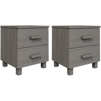 Image of vidaXL Bedside Cabinets HAMAR 2 pcs Light Grey 40x35x44.5cm Solid Wood