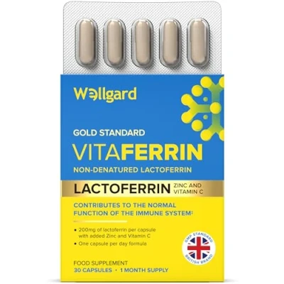 Image of Wellgard Vitaferrin Triple Action Immune Supplement with Lactoferrin, Zinc &amp; Vitamin C, Immunity Supplement, 30 Capsules