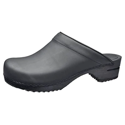 Image of Sanita Chrissy Mule Clog Original Handmade Wooden Leather for Women Sustainable Sole Black 2.5 UK