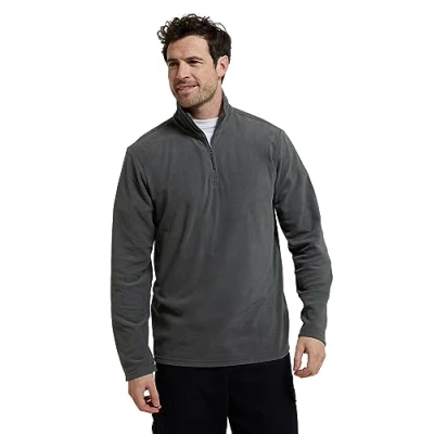 Image of Mountain Warehouse Camber II Mens Half Zip Fleece Microfleece Quick Dry Sweatshirt Everyday Wear Autumn Winter, Outdoors, Travelling &amp; Hiking Dark Grey 2XL