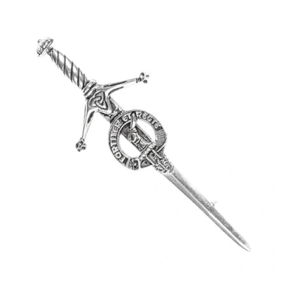 Image of Kilts Wi Hae Elliot Clan Crest Pewter Sword Kilt Pin, silver