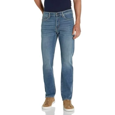 Image of Amazon Essentials Men&#039;s Straight Fit Stretch Jean, Medium Blue Vintage, 32W / 28L