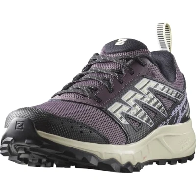 Image of Salomon Unisex Wander Running Shoe and Walking, Moonscape/Black/Pastel Lilac, 3.5 UK