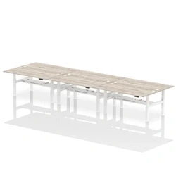 Image of Air B2B 1800x800mm Height Adjustable 6P Bench Desk CP Grey Oak/White