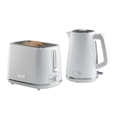 Image of Daewoo Stirling, Jug Kettle &amp; Toaster Set, White