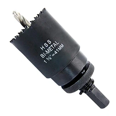 Image of 1.7inch Hole Saw LAIWEI Bi Metal 41mm with Heavy Duty Mandrel, HSS Cutter for Pipe, Wood, Sheet Metal, etc. 2 Locking pins Make The Tool Stronger and Drilling Easier