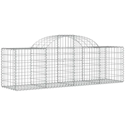 Image of vidaXL Arched Gabion Baskets 14 pcs 200x50x60/80 cm Galvanised Iron
