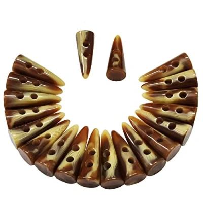 Image of 20X Horn Imitation Tooth Toggle Buttons Compatible with Coat Jacket Blazer Cream Bone 5cm