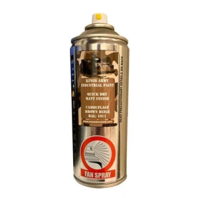 Image of Kings Army Camouflage Brown Beige Ral Colour 1011 Acrylic Military Matt Spray Paint 400ml Vehicle Paint, Airsoft, Paintball, Rc Model Fishing, Wargames Miniature Modelling
