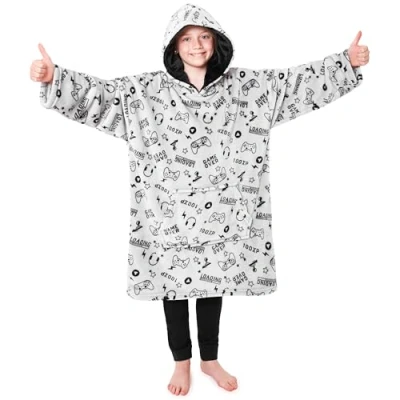 Image of CityComfort Hoodie For Boys and girls, Fleece Oversized Blanket 7 14 Years (Grey)