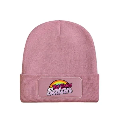 Image of Grindstore Not Today Satan Pink Beanie Pale