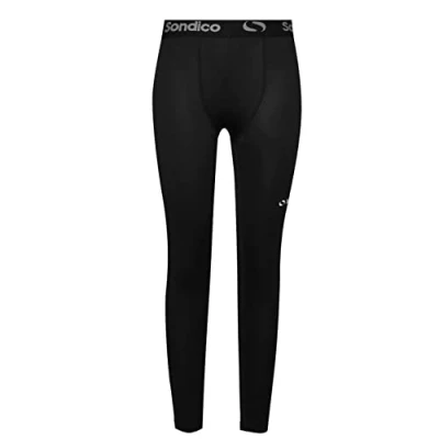 Image of Sondico . Boys Core Baselayer Tights Elasticated Waistband Age 3 13 (Black, 11 12)