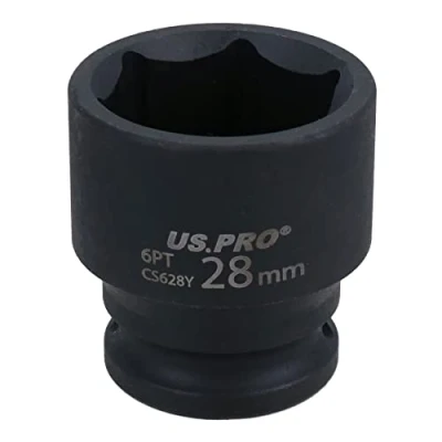 Image of 28mm Metric Shallow Impact Impacted European Style Socket 1/2&quot; Drive 6 Sided