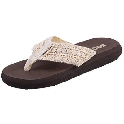 Image of Rocket Dog Spotlight Lima Fabric Women&#039;s Natural Multi Flip Flops UK 3