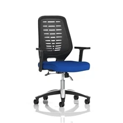 Image of Relay Operator Chair Black Back Stevia Blue Height Adjustable Arms