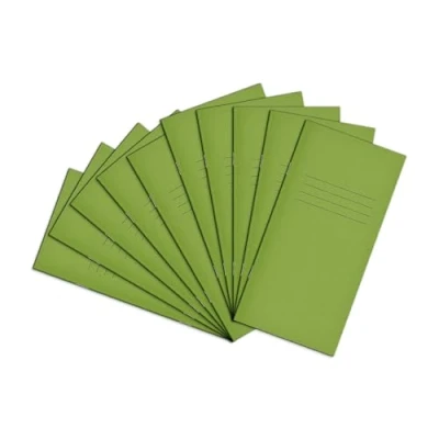 Image of Rhino 8 x 4 Exercise Books, 32 Page / 8mm Lined Paper Notebook, 10 Pack, Writing Book, Office &amp; School Stationery Supplies, Light Green