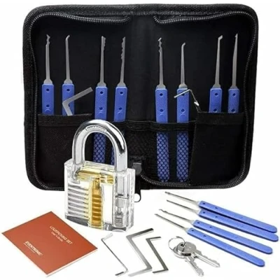 Image of Lock Pick Set, 17 Pcs Picking Tools and Transparent Practice Training for Picking, Extractor Tool Beginner Pro Locksmiths (17+1)