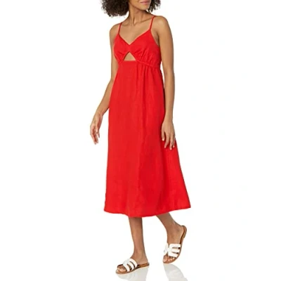 Image of The Drop Women&#039;s Maci Strappy V Neck Cutout Smocked Back Midi Dress , Flame Red, 5XL Plus