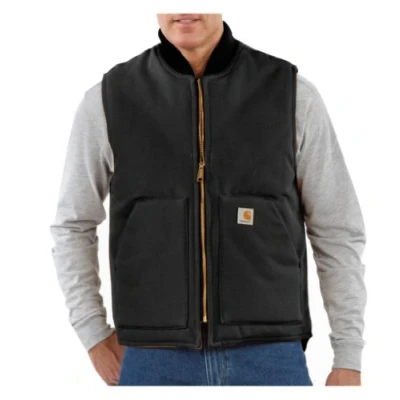 Image of Carhartt Men&#039;s Relaxed Fit Firm Duck Insulated Rib Collar Vest, Black, S