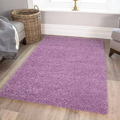 Image of Violet Light Purple Lilac Thick Dense Pile Super Soft Shaggy Carpet Round Circle Rug Fluffy Modern Living Room Lounge Floor Bedroom Hallway Kitchen Area Rugs 135cm