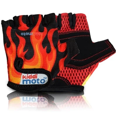 Image of Kiddimoto Kids Cycling Gloves Anti Slip Bike for Boys and Girls Fingerless Mountain BMX, MTB Riding, Gymnastics, Scooters, Skateboard, Balance Bike, Rollerblade.