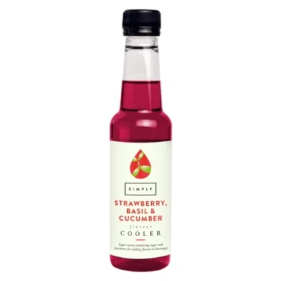 Image of Simply Strawberry, Basil and Cucumber Cooler Syrup, 250 ml,label may vary