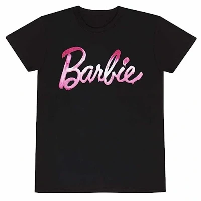 Image of Official Licence Barbie Melted Logo Unisex T Shirt Black