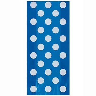 Image of Royal Blue Polka Dots Cellophane Bags (27cm x 12cm) Pack of 20 Stylish Gift and Treat for Parties Events