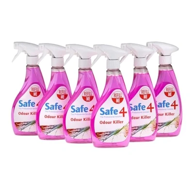 Image of Safe4 Odour Killer Non Toxic Neutralizer for Homes, Cars, Pets &amp; More Eliminates Urine, Pet, Cigarette Tough Odours Fresh, Clean Spaces (500ml Ready to Use Spray, Pack of 6)