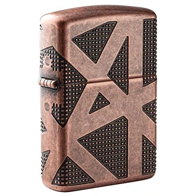 Image of Zippo Windproof Lighter, Geometric 360 Design, Multi Cut, Armor® Antique Copper, Refillable, In Gift Box