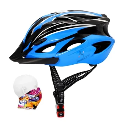 Image of ioutdoor Bike Helmet Adult, Mountain Cycle Helmets Mens, With Visor Adjustable Size 56 62CM Large Lightweight 18 Vents Bicycle Cycling for Teenagers Women Men 12 Years Old (Blue Black)