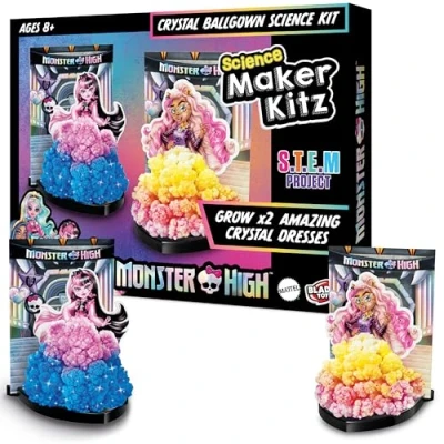 Image of BLADEZ Monster High Toyz Make Your Own Draculaura Crystal Gown Kit 2 Card Dolls, Formulas, Stands &amp; Backgrounds Kids Toy STEM Learning Create Sparkling Dresses with Real Crystals