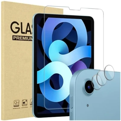 Image of ProCase 1 Pack Screen Protector for iPad Air 5th 4th Generation 10.9 Inch 2022 2020 with 3 Camera Lens Protector, Tempered Glass Film 9H Guard HD Clear