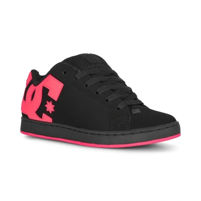Image of DC Shoes Court Graffik Trainers, Women&#039;s, Size: 7.5, Black hot pink Leather