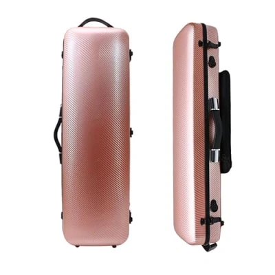 Image of 4/4 New violin case Carbon fiber Fiberglass Oblong Strong Light Full size music Sheet Bag (rose gold)