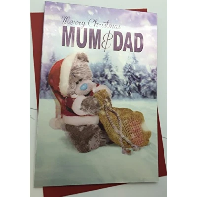 Image of 3D Holographic Mum &amp; Dad Me To You Bear Christmas Card by