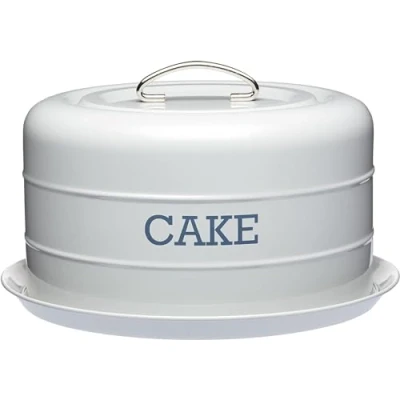 Image of KitchenCraft Living Nostalgia Cake Tin Storage, Airtight Storage / Dome, 28.5 x 18 cm French Grey